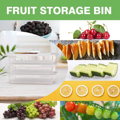 SILIVO Fruit Storage Containers for Fridge (3 Pack) - 1.5L Produce Saver Containers for Refrigerator with Removable Drain Tray Keep Fresh for Produce, Bacon, Fruits and Vegetables
