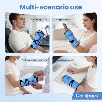Wrist Ice Pack Wrap for Carpal Tunnel Relief with 2 Gel Ice Packs | Reusable Wrist Brace Compression Sleeve for Injuries, Tendinitis, Swelling, Surgery Recovery, Detachable Gel Inserts, Gifts
