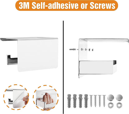 HITSLAM Toilet Paper Holder Matte Black, Adhesive Wall Mount, No Rotation | Heavy Duty Metal | anti rotation slot | vertical or horizontal setup |rustproof matte black finish|Bathroom Tissue Dispenser