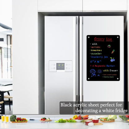 JonXon 8"x12" Acrylic Magnetic Dry Erase Board for Fridge, Clear Acrylic Magnet Calendar for Refrigerator,Includes 6 Dry Erase Markers(Clear Blank)