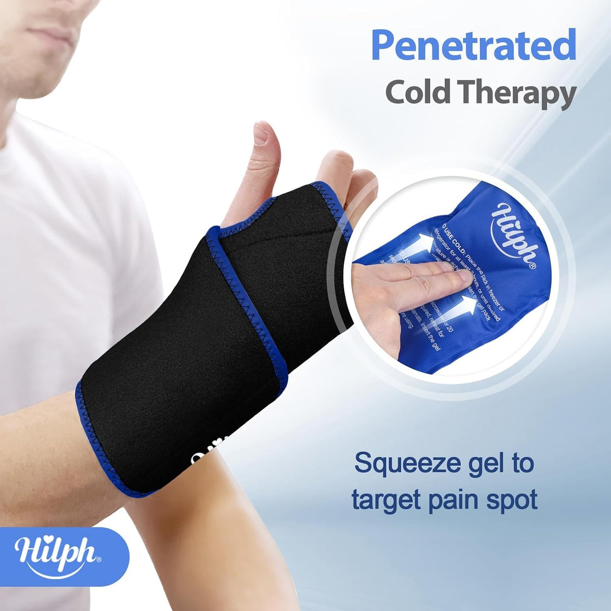 Hilph Wrist Ice Pack Wrap, Carpal Tunnel Relief Wrist Brace with Gel Pack