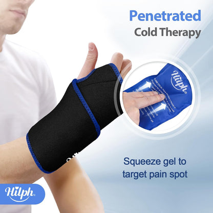 Hilph Wrist Ice Pack Wrap, Carpal Tunnel Relief Wrist Brace with Gel Pack