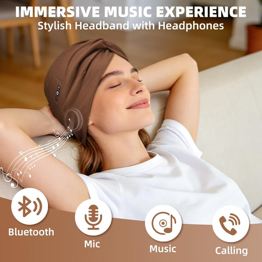 2-Pack Bluetooth Headband for Women, Wirless Headband with HD Stereo Speakers, Fashion Headband Headphones for Workout, Running, Yoga, Travel, Casual Wear, Meditation