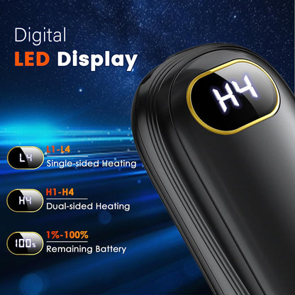 Electric Hand Warmers Rechargeable with Flashlight, LED Display, 17Hrs Warmth, Dual-Side 4 Levels Fast Heating Portable Pocket Heater for Hunting, Camping, Golf, Outdoor, Gifts for Women/Men