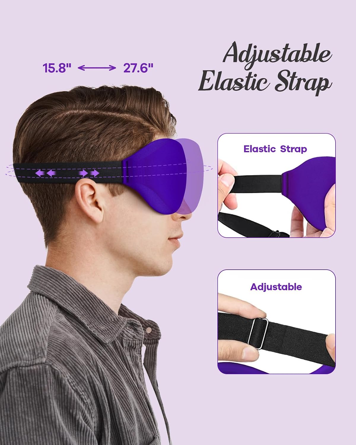 Sleep Mask for Side Sleepers, 3D Contoured Eye Mask for Sleeping, Soft Memory Foam Eye Cover with Adjustable Strap, No Pressure on Eyes, Travel Sleep Mask for Men Women, Shift Work & Naps