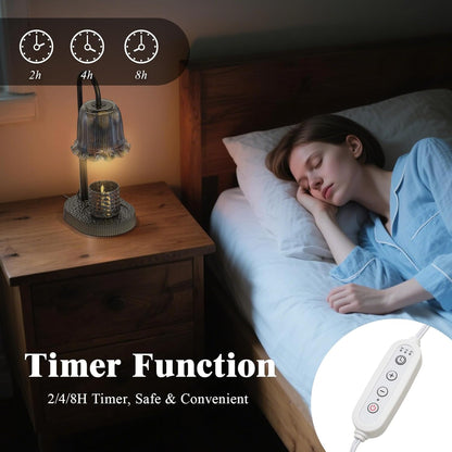 Flower Candle Warmer Lamp, Timer & 4-Level Dimmer, Adjustable Height | Flameless Electric Wax Warmer for Jar Candles, Includes 2 Bulbs, Pink, Home Decor Gift for Mom & Women, Housewarming