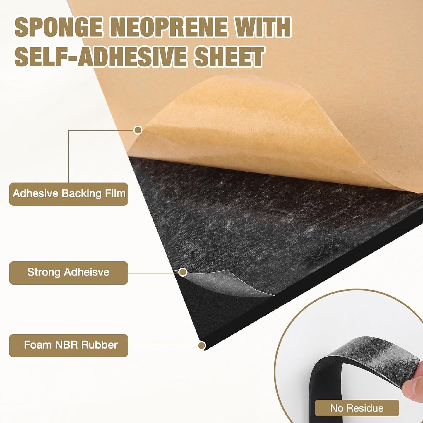 LSGCQ Sponge Neoprene Foam Padding Self Adhesive Foam Sheets, White | Closed Cell Foam Sheet Neoprene Rubber Pad for DIY Gaskets Shock Pads Liner Crafts, 12" Wide x 1/8" Thick x 59" Long