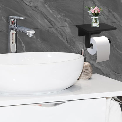 Toilet Paper Holder with Natural Marble Shelf for Bathroom Washroom,Wall Mounted Tissue Holder Suitable for Mega Roll (Brushed Nickel,Small 6.7 * 4.3 in)