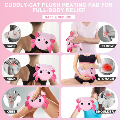 Microwave Heating Pad for Period Cramps Pain Relief, 16"×12", Grey Cat