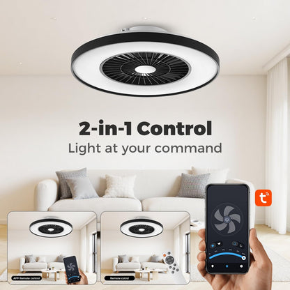 18.9" RGB Flush Mount Ceiling Fan with Light, 6 Speeds 3 Colors | Indoor Ceiling Fan · RGB+3CCT Dimmable · App/Remote Control · Quiet DC · 6-Speed Reversible · Flush Mount 18.9" · Kids Room