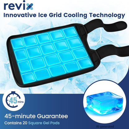 REVIX Knee Ice Pack Wrap for Meniscus Tear, ACL, 45-Min Cold | Long-lasting Cold Gel Wrap for Knee Replacement Recovery, Reusable for Elbow, Calf & Leg, 12"×9.5"