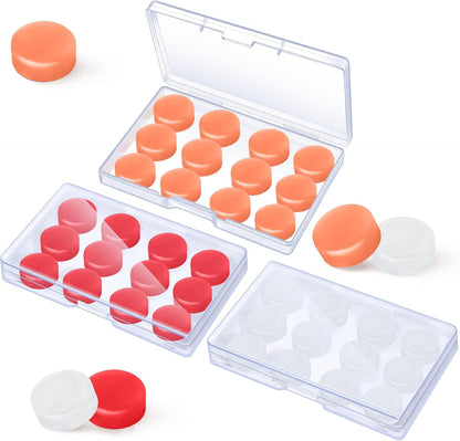 Frienda 36 Pair Ear Plug for Sleeping Reusable Moldable Wax Silicone Earplug 27db Gel Noise Cancelling Earplug with Case Waterproof Ear Protection for Swimming Snoring Study Travel(White, Blue, Green)