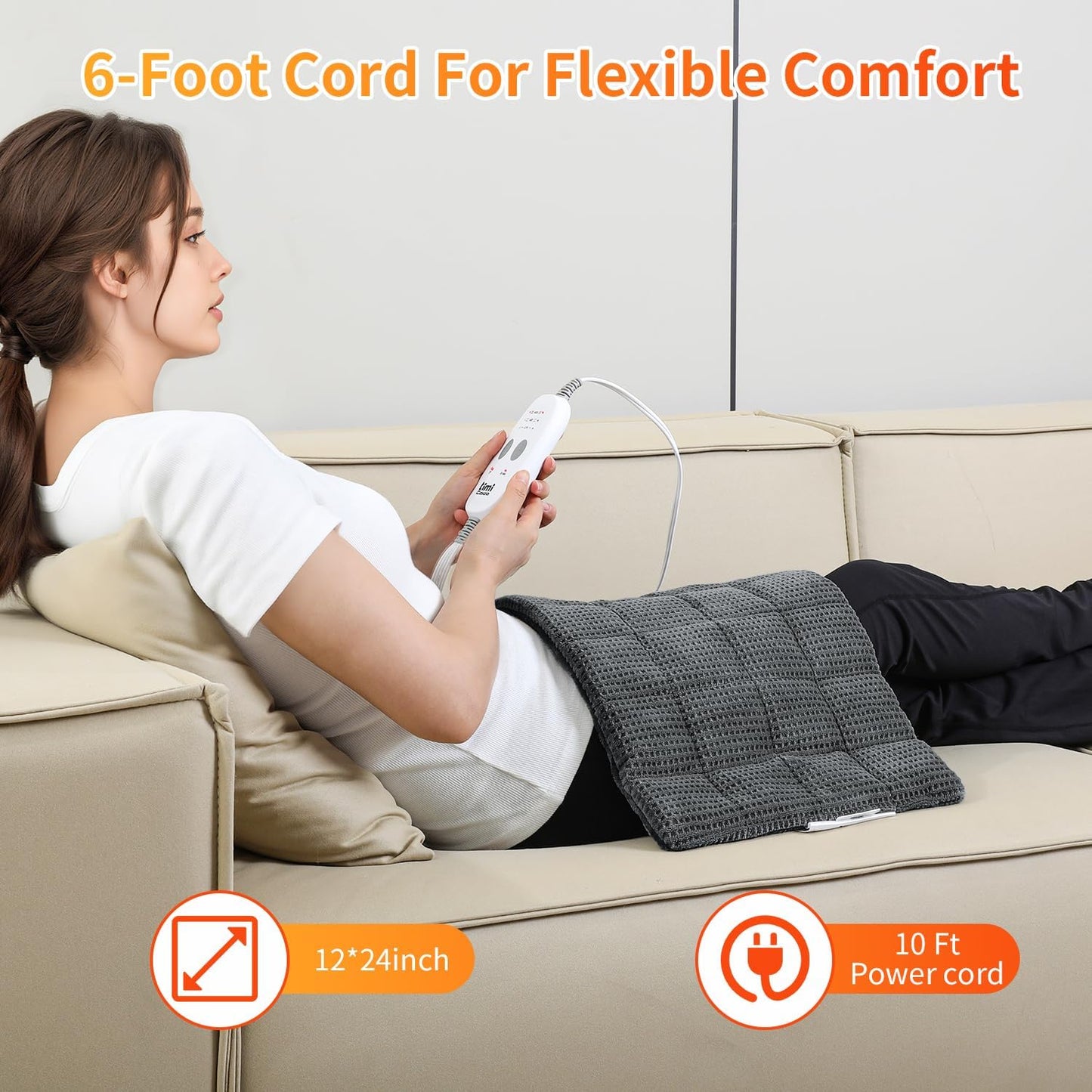 Heating Pad for Back - Weighted Heated Pad for Neck, Shoulder, Cramps and Knee, 3 Massage Modes & 3 Heat Levels, Auto Shut Off, Warm Gifts for Adult, 12"x24"
