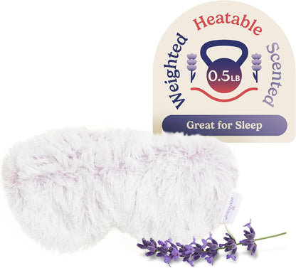 warmies Microwavable Eye Mask for Warmth & Comfort - Heating & Cooling Compress for Calming Relaxation - Weighted & Heated Eye Mask with Scented Lavender for Sleeping - Snowy