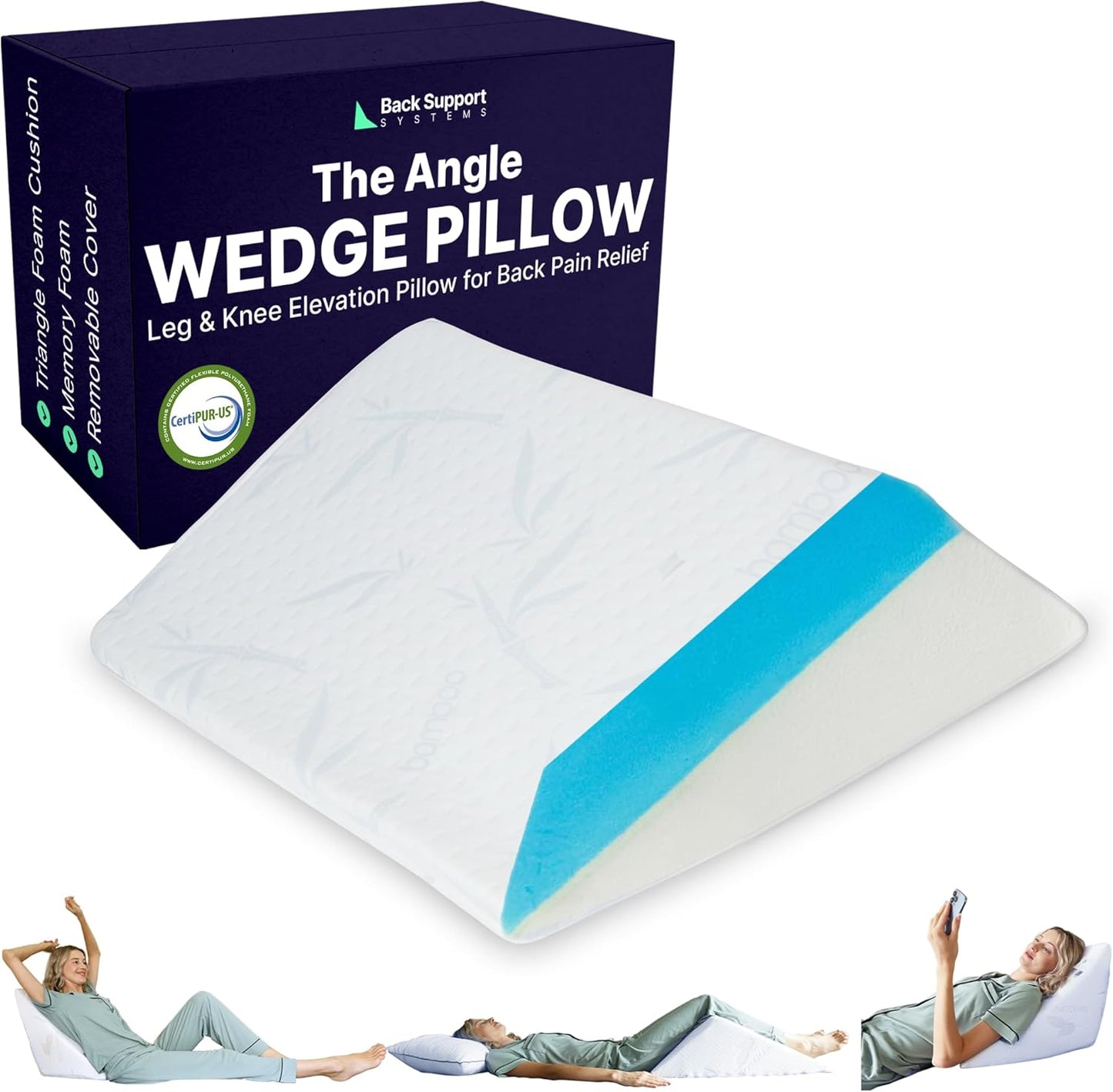 Back Support Systems The Angle Wedge Pillow – Leg & Knee Pillow Wedge for Sciatica Pain Relief, Body Pain, Lumbar Decompression – Sherpa Cover & Foam Cushion Bed Bolster for Lower Back Support, Large