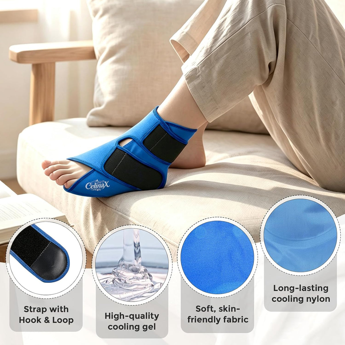 Ankle Ice Pack Wrap, Heel Ice Pack Wrap for Plantar Fasciitis Relief