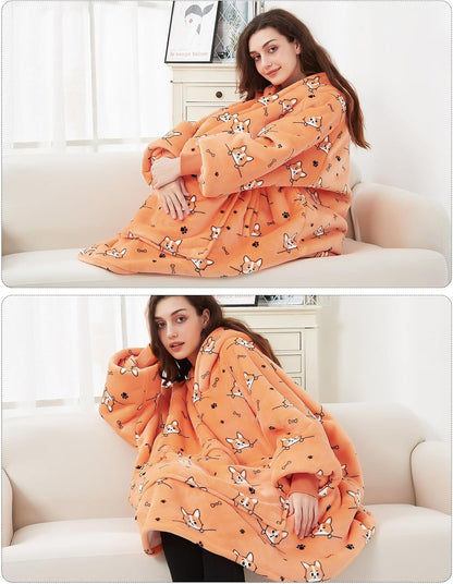 Wearable Blanket Hoodie for Adults With Pocket Strawberry Hoodie | Sherpa, Fuzzy Blanket Hoodie, Oversized Sweatshirt Blanket, Kangaroo Pouch, Cute Birthday Gifts for Sister, Cute Stuff