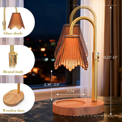 Flower Candle Warmer Lamp,Adjustable Timer & Dimmer(Black2) | Adjustable height fits jars. Timer & dimmer safe melt. 2 bulbs & heat-proof base. Perfect for bedroom, office, or gifting.