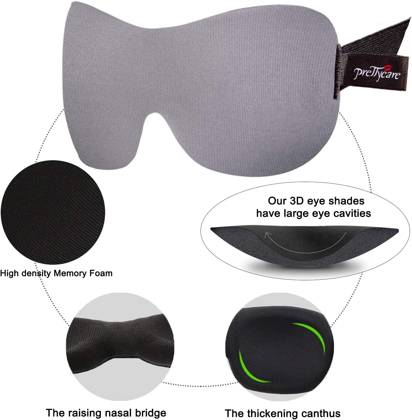 PrettyCare 3D Sleep Mask 2 Pack,Eye Mask for Side Sleeper 3D Contoured Sleeping Mask Blackout Out for Men- Blindfold Airplane with Ear Plugs, Night Masks with Travel Bag (Black&Blue)