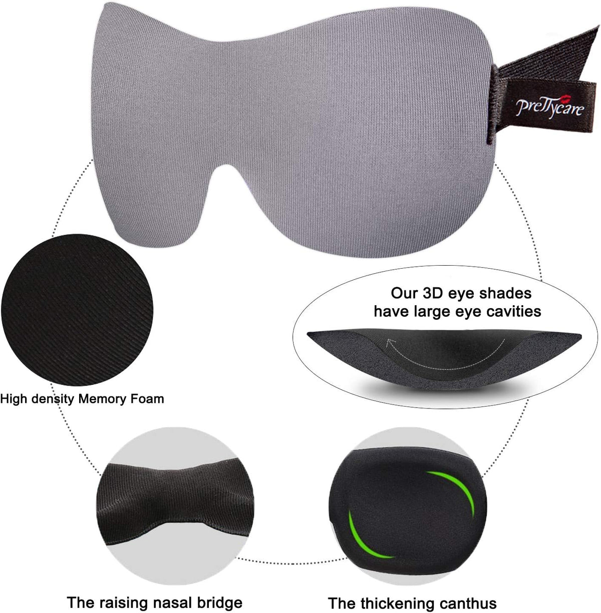 PrettyCare 3D Sleep Mask 2 Pack,Eye Mask for Side Sleeper 3D Contoured Sleeping Mask Blackout Out for Men- Blindfold Airplane with Ear Plugs, Night Masks with Travel Bag (Black&Blue)