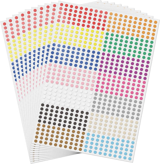 7000 PCS Circle Stickers 1/4 Inch Vinyl Multicolor Dots Sticker Waterproof Self Adhesive Color Code Round Labels for Office Toddler Student Classroom