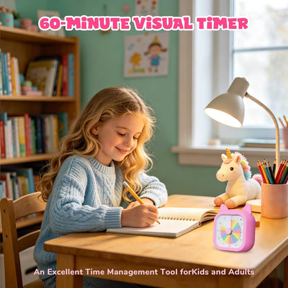 Owliwise Visual Timer for Kids, 60 Minute Countdown Timer with Silent Operation, Cute Pomodoro Rainbow Disk Time Management Tool for Classroom and Home Study, for Kids Desk, Office Desk and Meetings