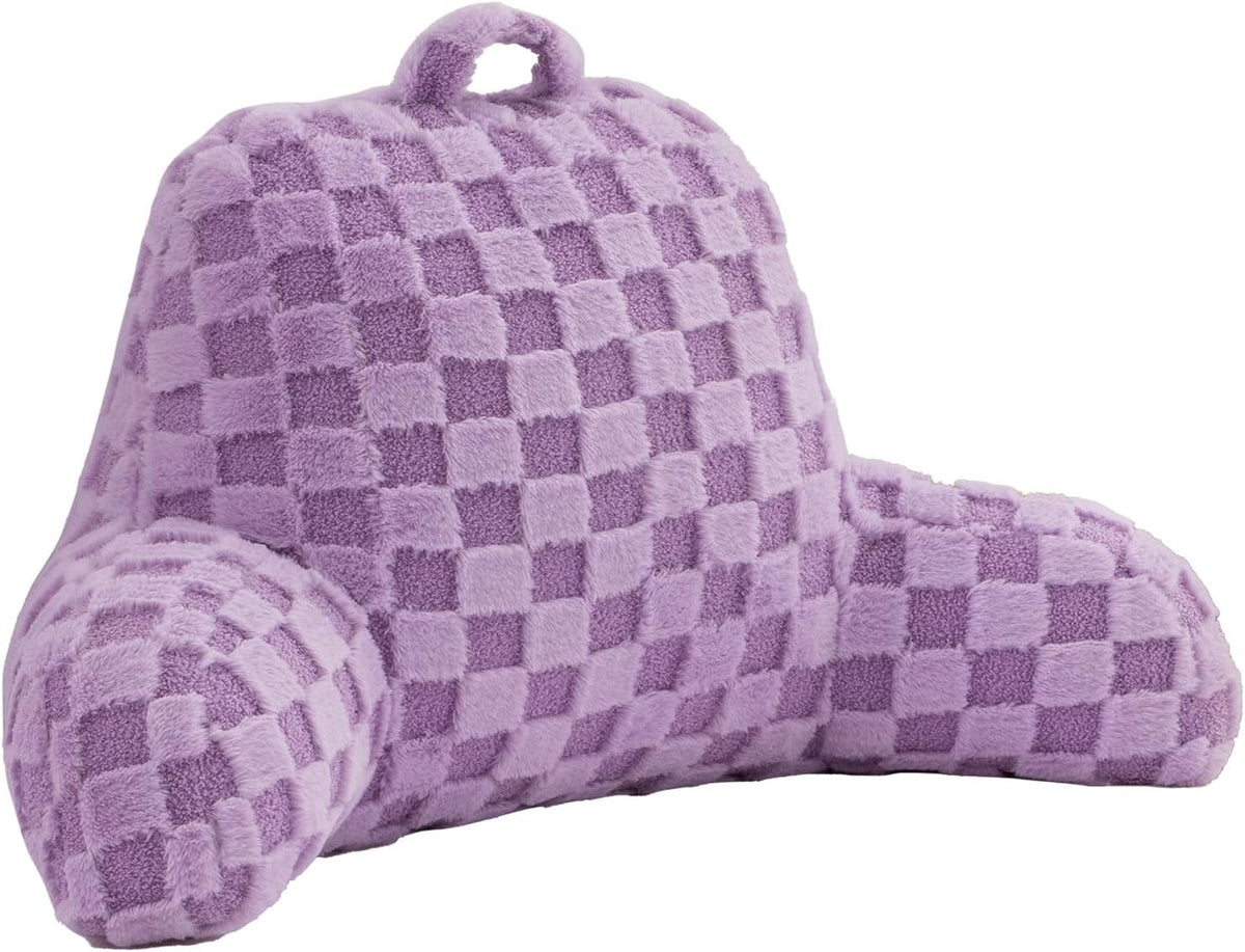 Aimuan Reading Pillow Checkered Bed Rest Wedge Backrest Checkerboard Pillow with Arms Back Support for Sitting Up in Bed Cushion Incline Rest Sleeping Snoring Pillow (Beige,Large)