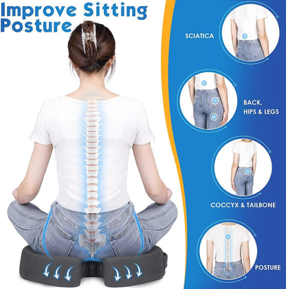 TushGuard Seat Cushion for Office Chair, Car, Memory Foam, Black Large | For Back, Coccyx, Sciatica, Tailbone Pain, Ergonomic Design, Non-Slip, Desk Wheelchair Use, Supportive Butt Pillow, For Man