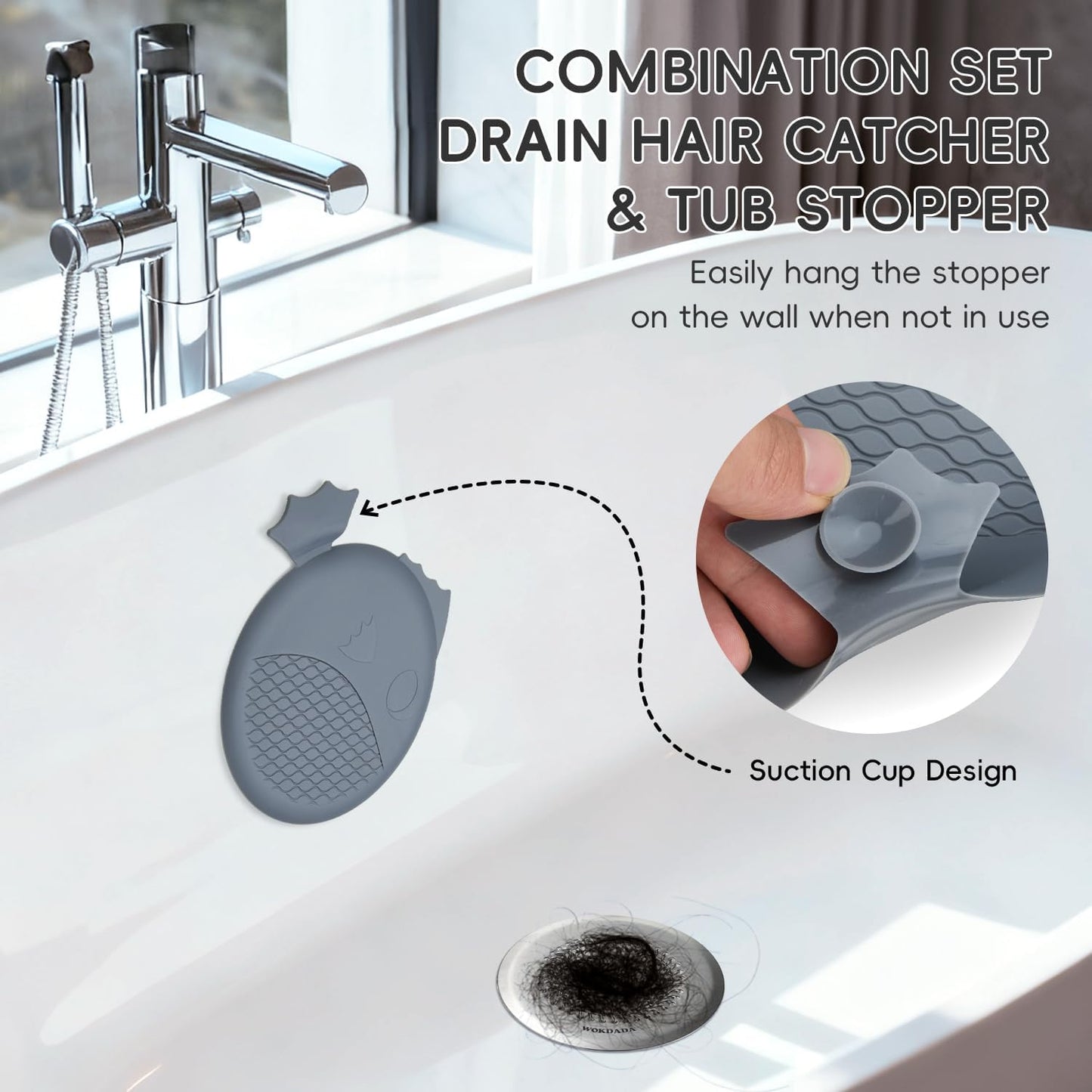 Shower Drain Hair Catcher, Patented Bathtub Drain Cover, Anti-Clog | Reversible Flip Clean, Fast Drainage, Anti-Slip Base, 304 Stainless Steel Chain Mail Mesh, 4.4" for Bathtub & Shower Drains