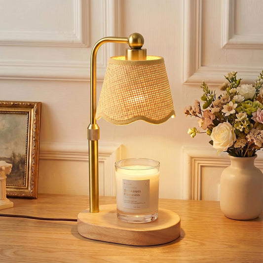 Candle Warmer Lamp with Timer, Modern Golden Candle Warmer for jar Candles, Electric Wax Warmer, Includes 2 Bulbs, Birthday Gift for Women, Mom, Housewarming