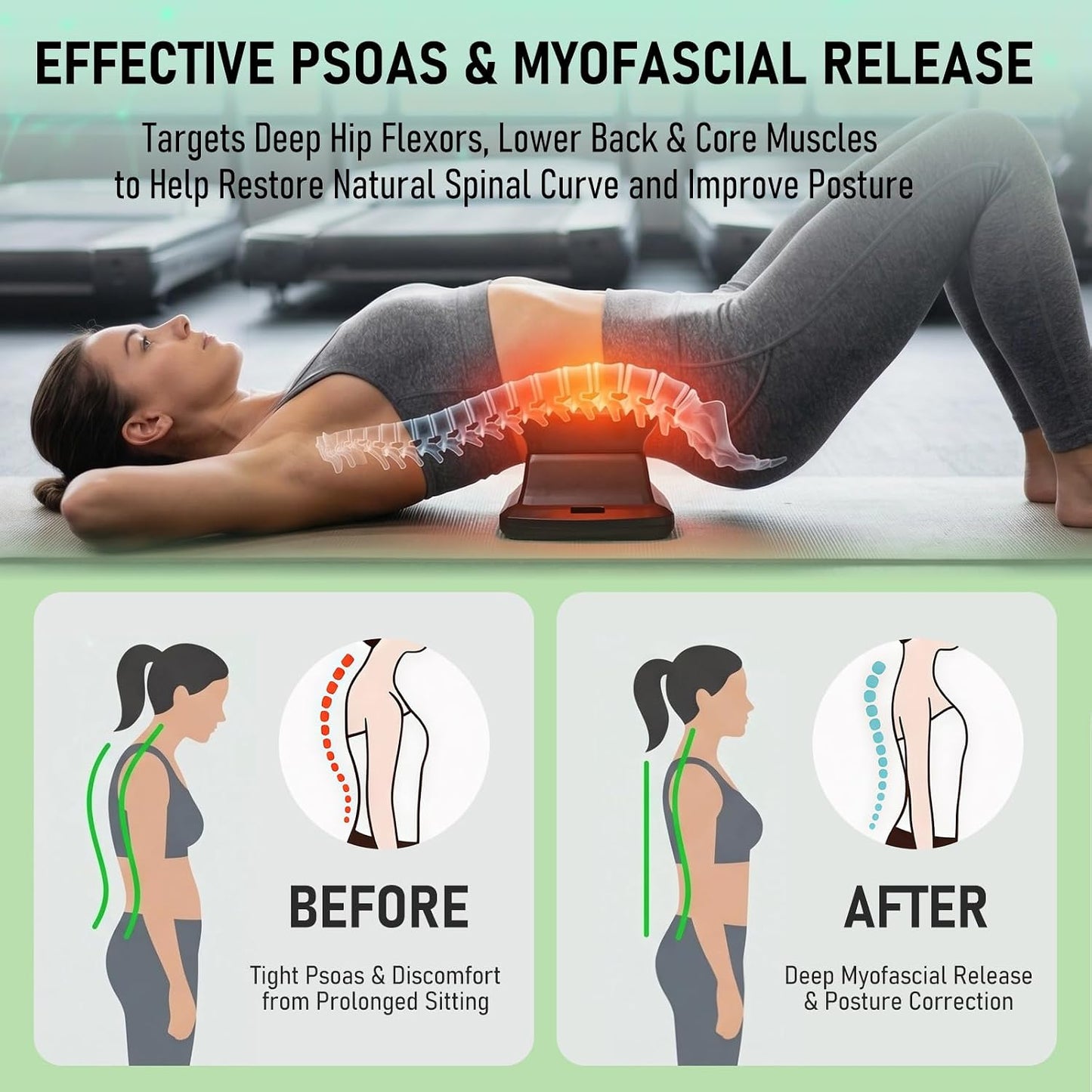 SBT Psoas Release Tool, 3-in-1 Manual Deep Tissue Trigger Point Massager Myofascial Release for Hip Flexor & Lower Back, Portable, Night Black