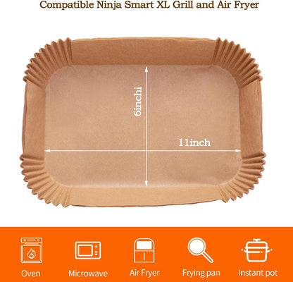 Ecfvtp Air Fryer Disposable Paper Liner, 100PCS Food Grade Parchment Liners for Ninja DZ201, Air Fryer Accessories Baking Paper (9 * 6,Thicken Natural)