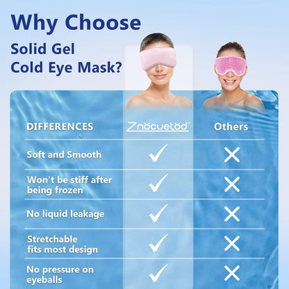Cooling Eye Mask for Sleeping Migraine Headache Relief Mask Gel Cold Compress Eye Face Ice Pack for Eyestrain Dark Circles and Puffiness Relaxation Gifts for Women Men Silk Reusable-2 Pack