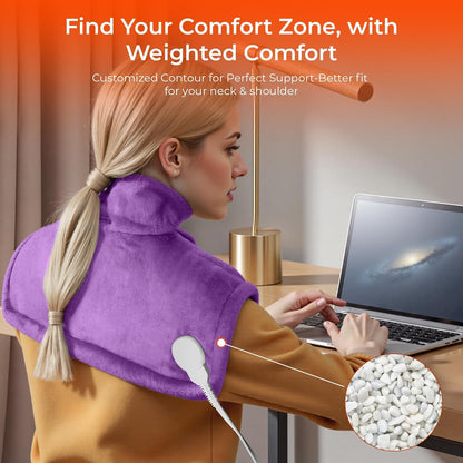 VAAGHANM Heating Pad: Electric Weighted Instant Heat Pad for Neck & Shoulders & Back -6 Heat Options & 6 Auto Timer Mode -for Office/Home/Post-Workout