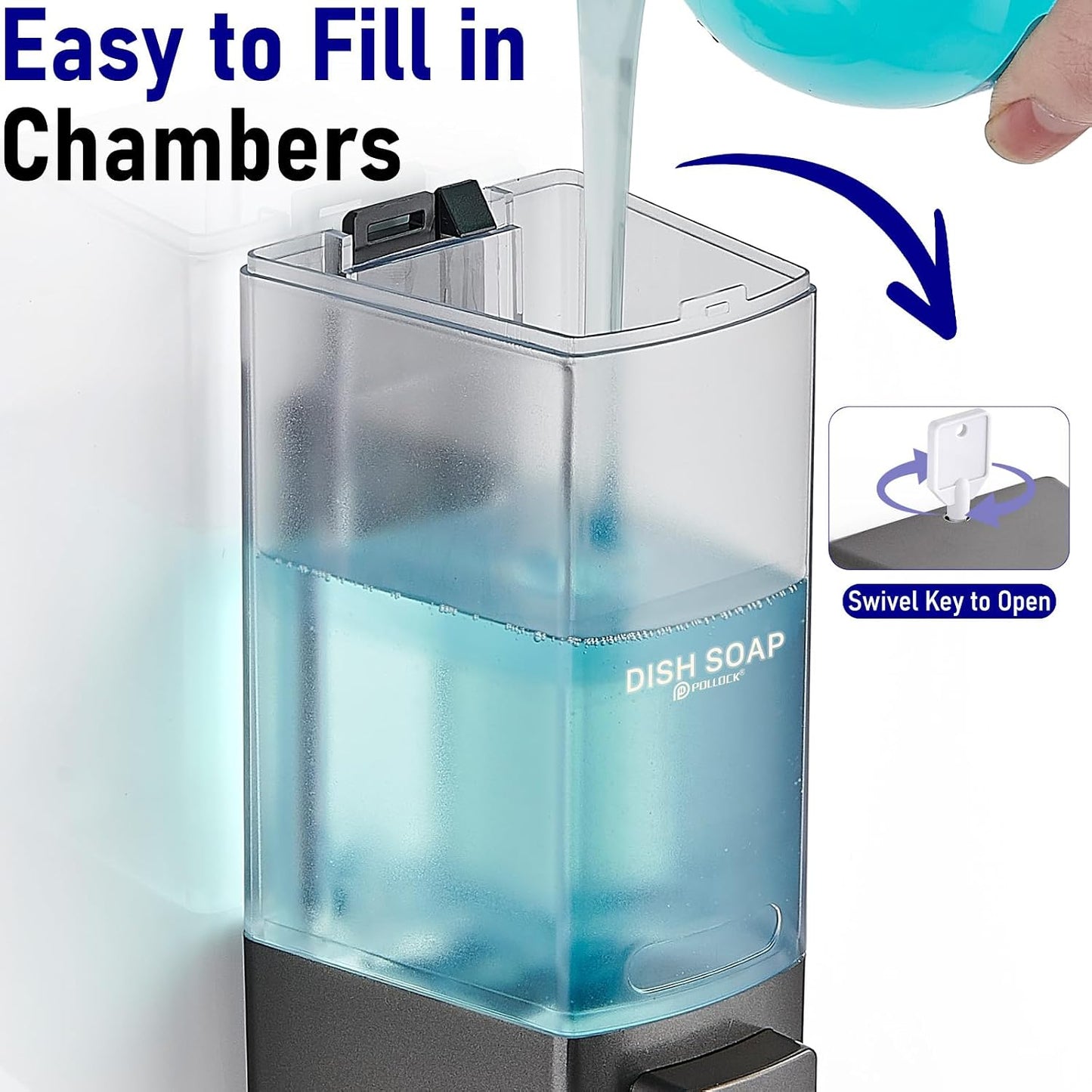 Pollock Shampoo and Conditioner Dispenser,Black 3 Chamber * 500ML | Shower Soap Dispenser Wall Mounted, Body Wash Dispenser No Drill,Refillable Shower Dispenser for Bathroom,Hotel,Public Place