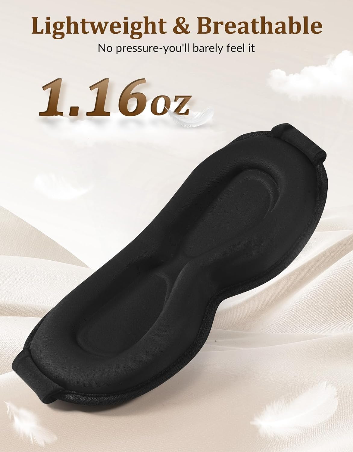 3D Contoured Sleeping Mask for Women Men, Soft Zero Pressure Eye Masks, Light Blocking Sleep Mask, Eyelash Friendly, Adjustable Eye Mask for Travel Essentials