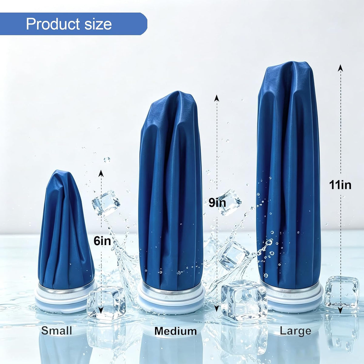 11" Large Ice Bag Pack with Wrap for Injuries, Upgrade Reusable Ice Packs, Effective Hot/Cold Therapy for Migraine, Shoulder, Neck, Knee Pain, No-Leak & Waterproof, Blue