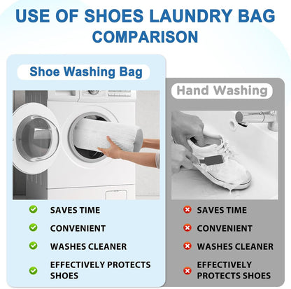 Aship Shoe Washing Machine Bag, Laundry Shoes Bag for Washer & Dryer - 2PC Reusable Shoe Cleaning Bag for Sneakers,Tennis Shoes, 360° Deep Cleaning With Self-locking Zipper for All Shoes Sizes - White