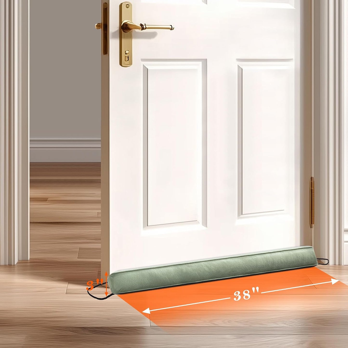 Door Draft Stopper, Removable Washable Cover, 38", Gray | Weighted Gap Filler, Blocks Hot and Cold Air, All-Season Seal, Easy Install, Noise & Wind Blocker, Home Essentials