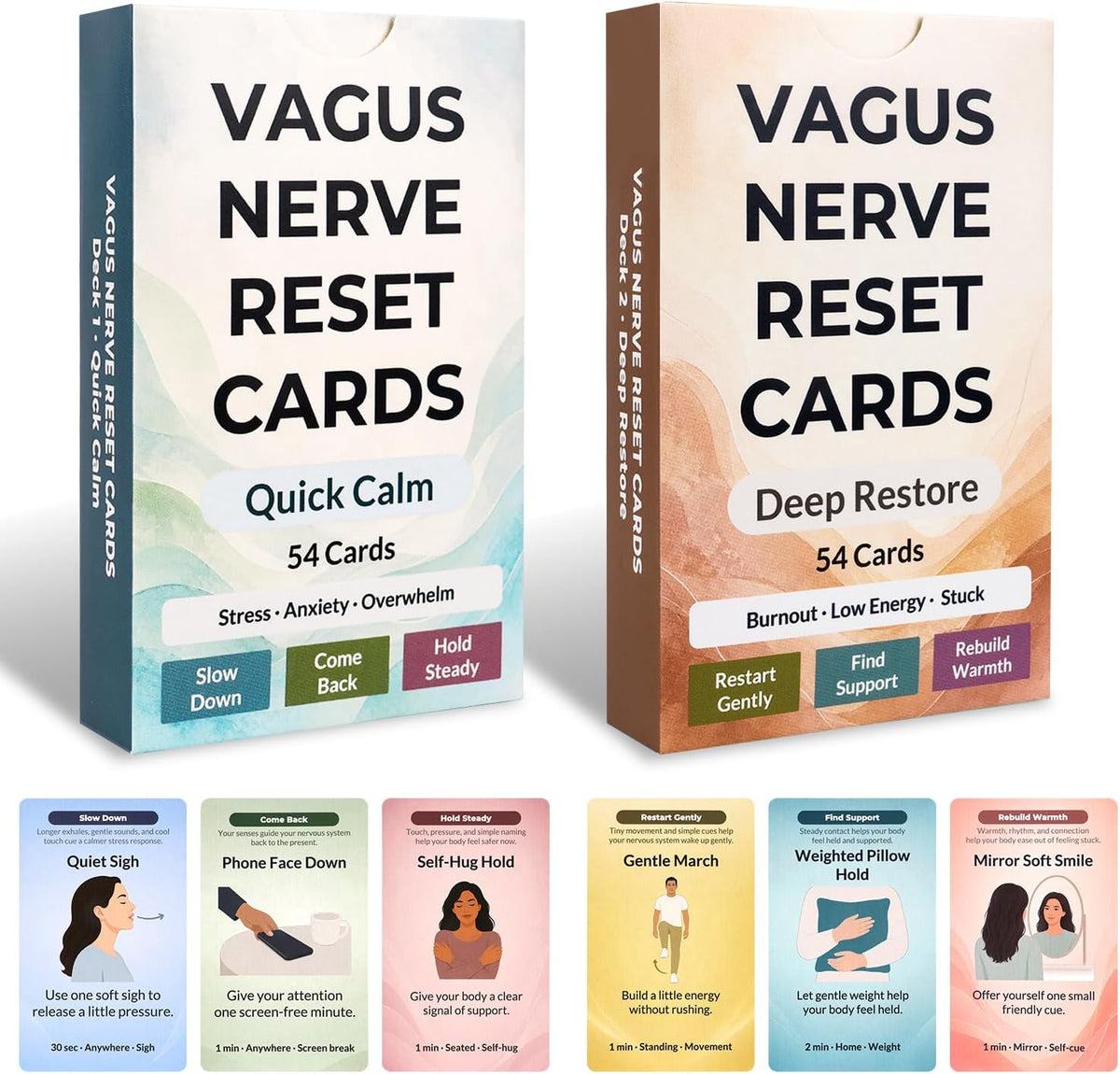 108 Vagus Nerve Reset Cards Deck - Nervous System Regulation Stress Relief
