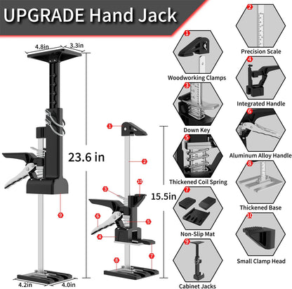 [Upgrade] Labor Saving Arm Jack 2 Pack,15.5 Inch Stainless Steel Furniture Lifts with Handbag,Hand Furniture Jack Lifter Tool for Installing Cabinets,Flooring&Windows,Load 440LBS
