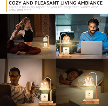 Candle Warmer Lamp with 3 Bulbs, Adjustable Height Dimmable Candle Warmer with Timer, Candle Lamp with Charming Gift Box Ribbon,Birthday Gifts for Women Mom, House Warming Gifts New Home Decor