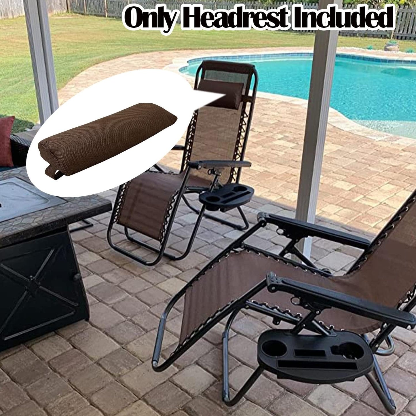 Zero Gravity Chair Set of 2 Replacement Pillow Headrest with Elastic Band, Universal Soft Removable Padded Cushion Head Pillow for Zero Gravity Lounge Chair, Folding Patio Lawn Recliner Chairs, Blue