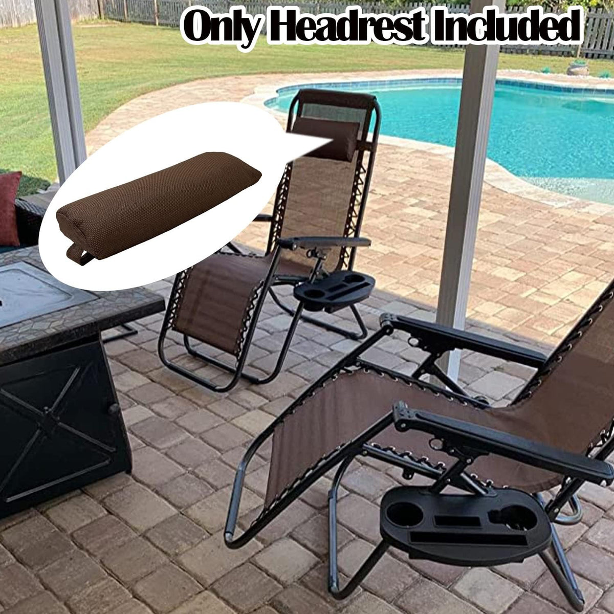 Zero Gravity Chair Set of 2 Replacement Pillow Headrest with Elastic Band, Universal Soft Removable Padded Cushion Head Pillow for Zero Gravity Lounge Chair, Folding Patio Lawn Recliner Chairs, Blue