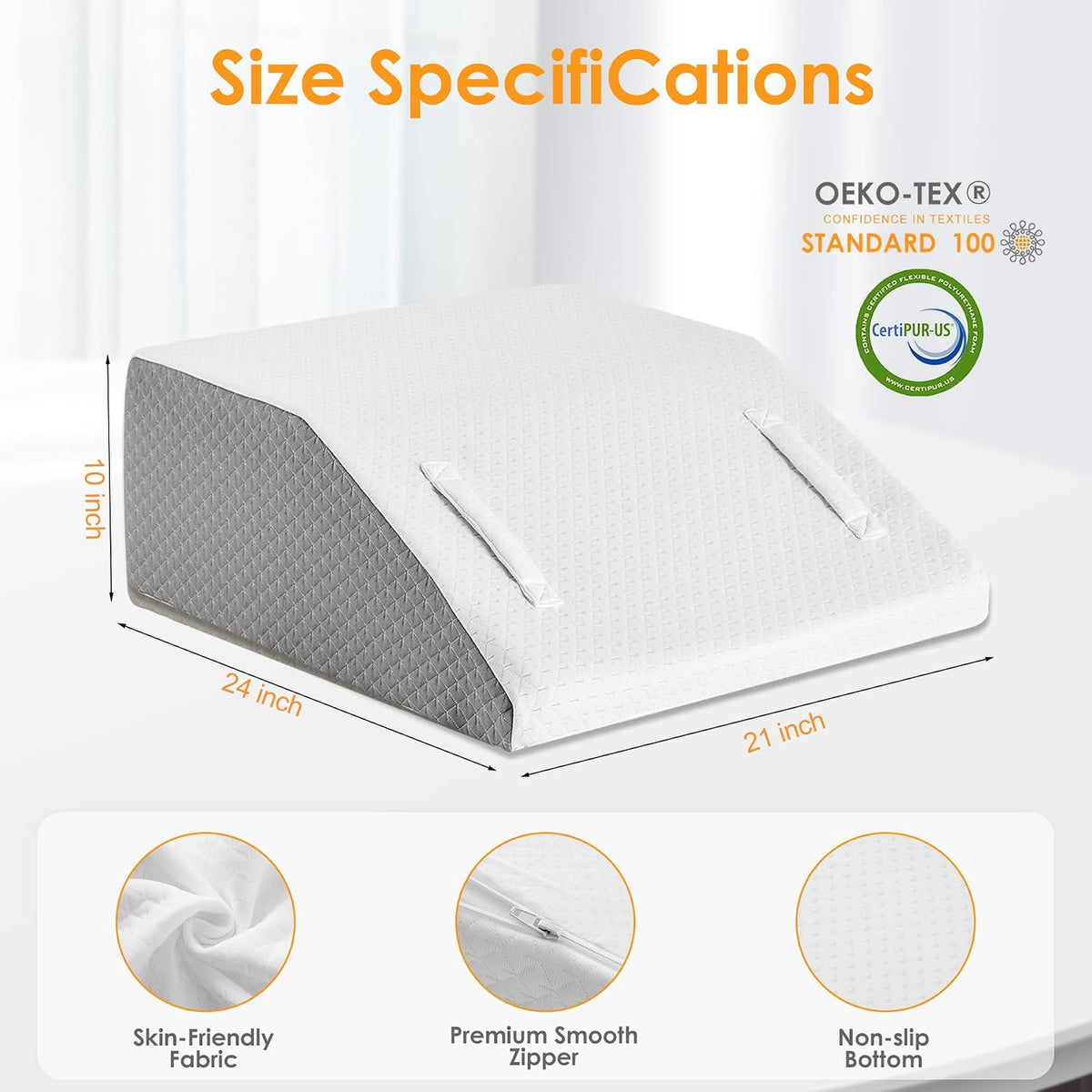 Ruqmuis Leg Elevation Pillow for After Surgery, 10inch Foam Leg Elevating Pillow for Swelling and Blood Circulation, Leg Wedge Pillow for Sleeping, Knee Pillow for Knee Hip Ankle Pain Relief, Velvet