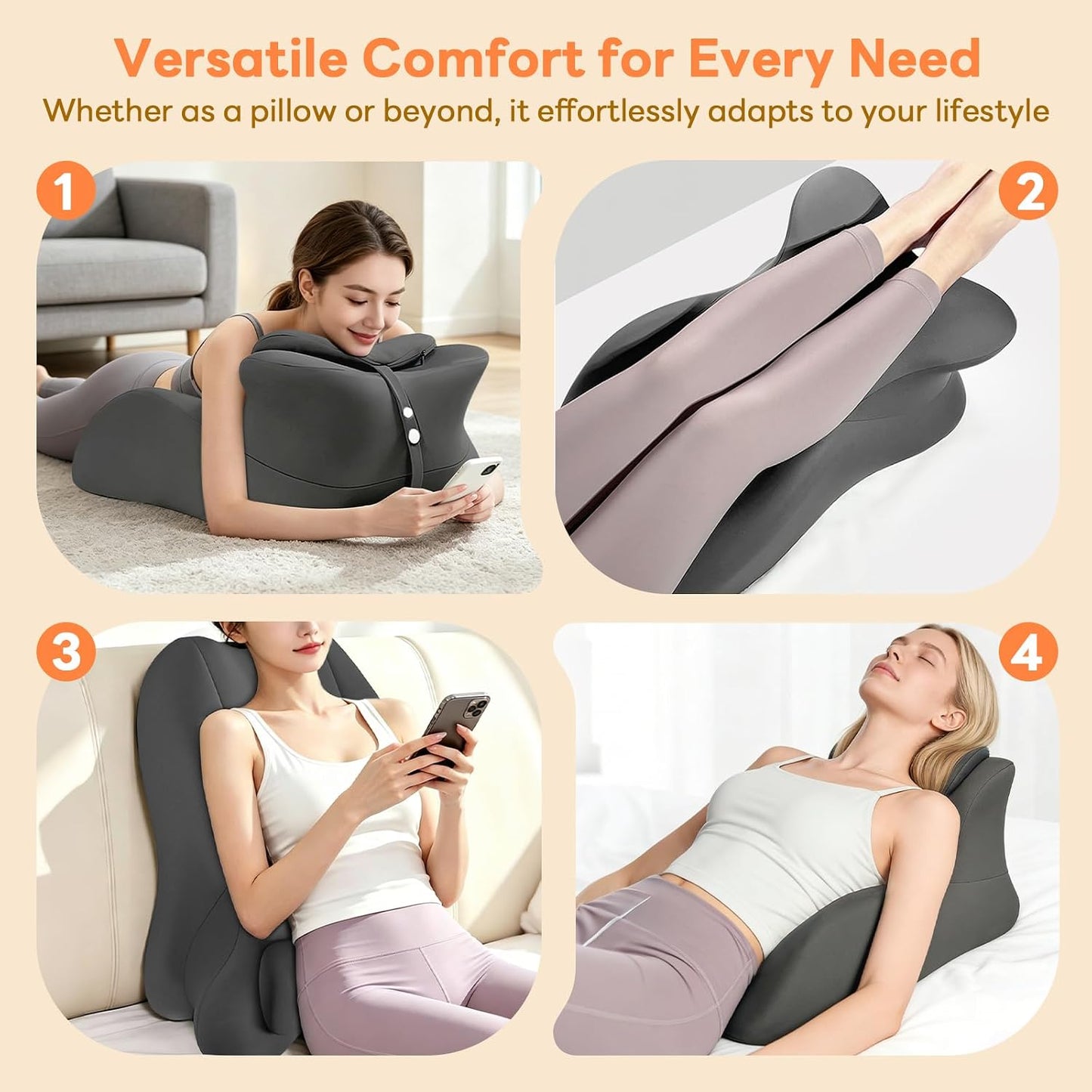 Memory Foam Wedge Pillow, 27° Angled Ergonomic Contoured Intimacy Couples Positioning Pillow for Reading, Back & Neck Support, Multi-Functional Body Support Cushion with Removable Cover