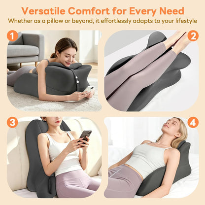 Memory Foam Wedge Pillow, 27° Angled Ergonomic Contoured Intimacy Couples Positioning Pillow for Reading, Back & Neck Support, Multi-Functional Body Support Cushion with Removable Cover