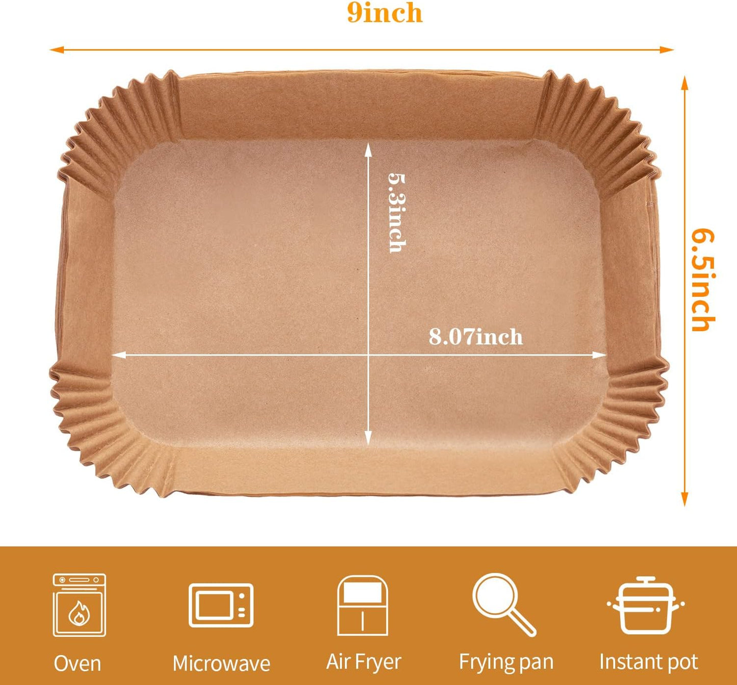 Ecfvtp Air Fryer Disposable Paper Liner, 100PCS Food Grade Parchment Liners for Ninja DZ201, Air Fryer Accessories Baking Paper (9 * 6,Thicken Natural)
