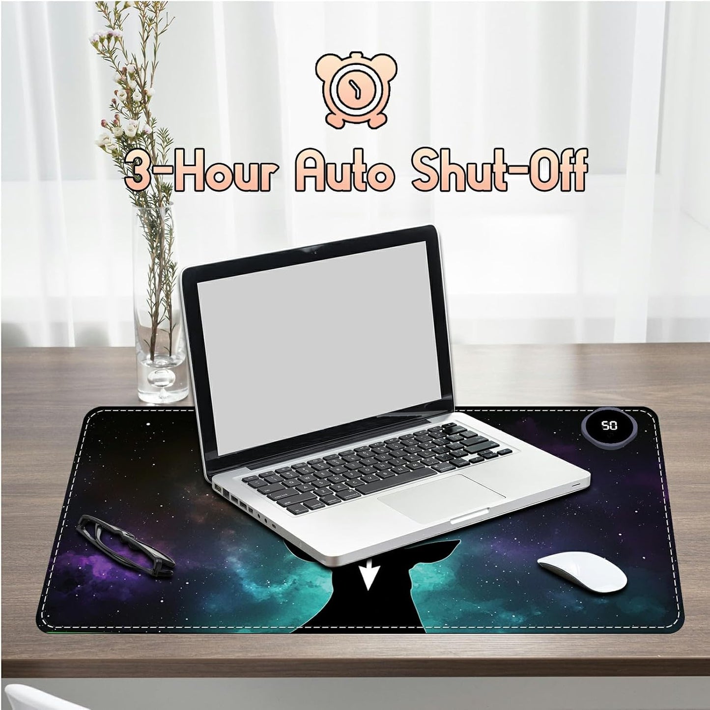 Heated Desk Pad Heated Large Mouse Pad, Electric Quickly Warm Desk Mat with 3 Levels Heating 3 Hours Auto Shut-Off, 31.5" x 13" Warm Gaming Mousepad Hand Foot Warmer, Baby Elephant
