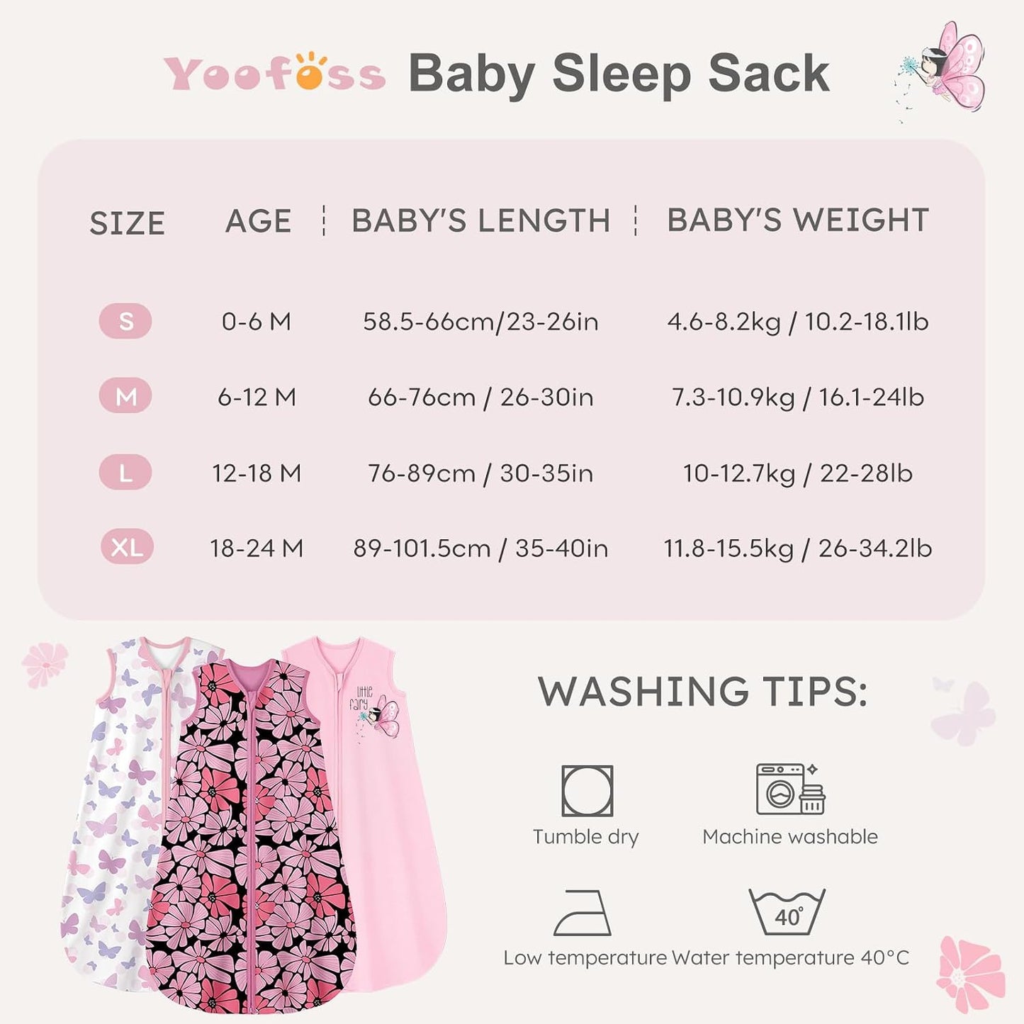 Yoofoss Baby Sleep Sack 0-6 Months Wearable Blanket for Babies 100% Organic Cotton 2-Way Zipper TOG 0.5 Toddler Sleeping Sack 3 Pack, Sleep Sacks
